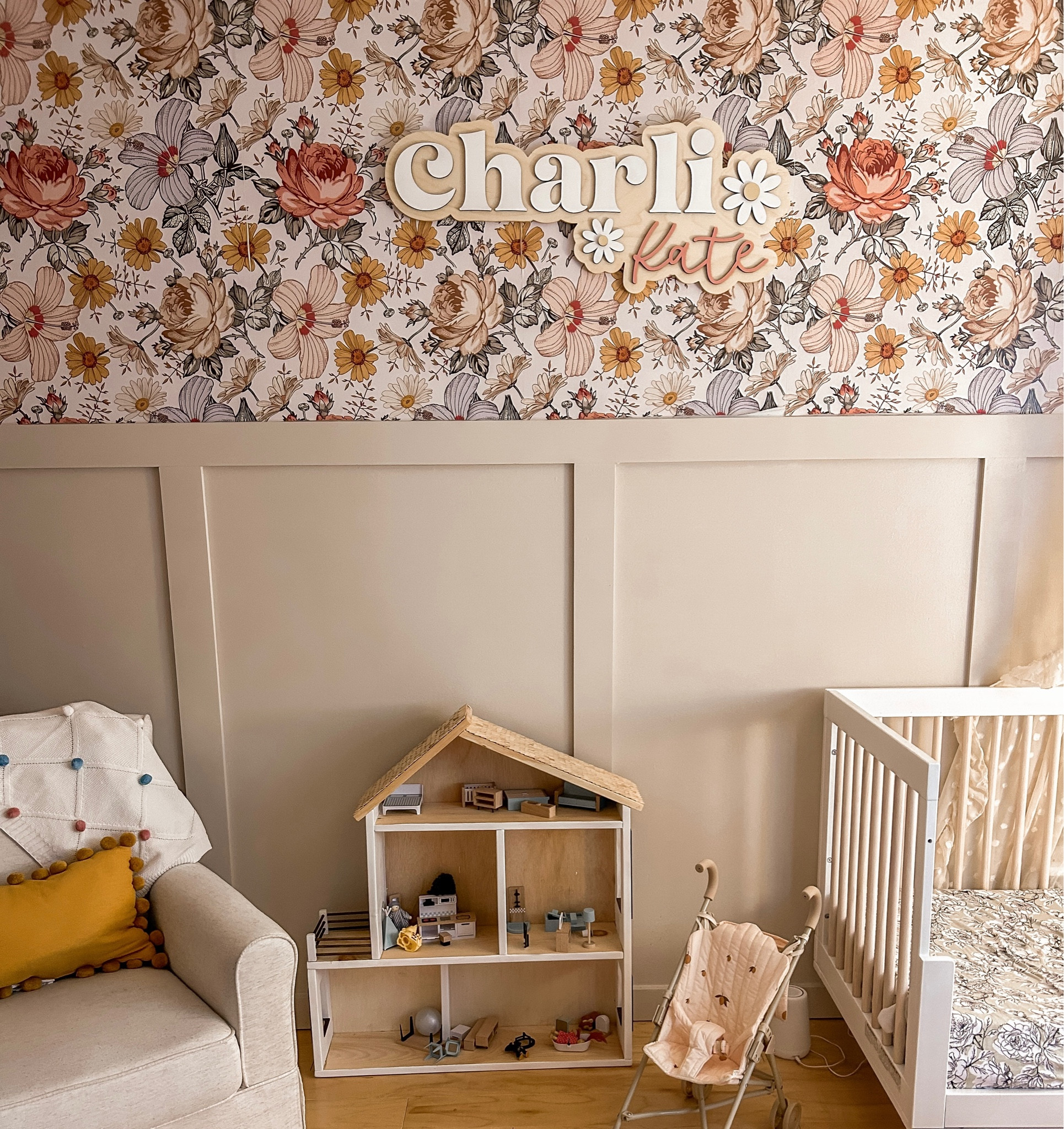 Name sign daisy, pink white natural wood, Nursery, neutral blush boho baby girl room! Toddler bedroom design idea. Baby girl play room 🤍 Babyletto Hudson crib, white wooden. Beautiful cream polka dot canopy for little girl’s room. Room interior design  

#LTKhome #LTKkids #LTKbaby