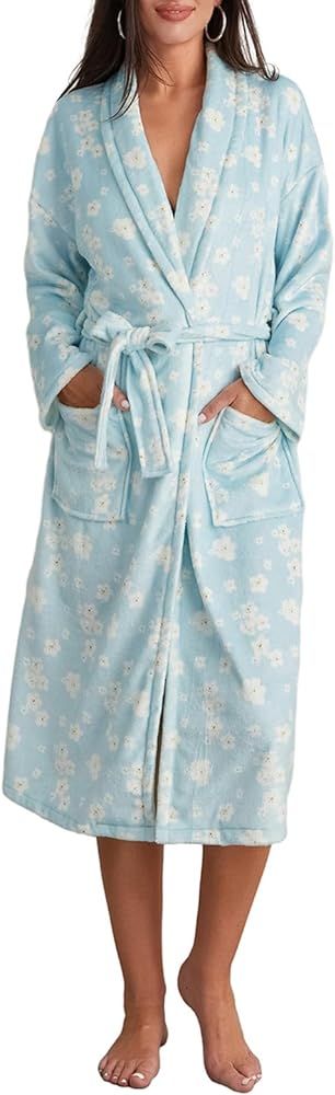 Seyurigaoka Women Y2k Fruit Robe Fleece Soft Warm Kimono Bathrobe Gown Cozy Long Robe Winter Nigh... | Amazon (US)