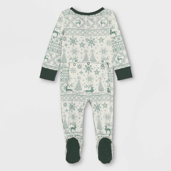 Baby Reindeer Good Tidings Union Suit Green/Cream - Hearth & Hand™ with Magnolia | Target