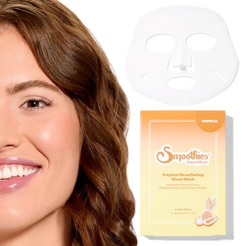 Smoothies Tropical Resurfacing Sheet Mask - Hydrating & Exfoliating Face Mask for Glowing Skin, Visibly Brightening & Rejuvenating, Korean Skincare, 3EA | Amazon (US)
