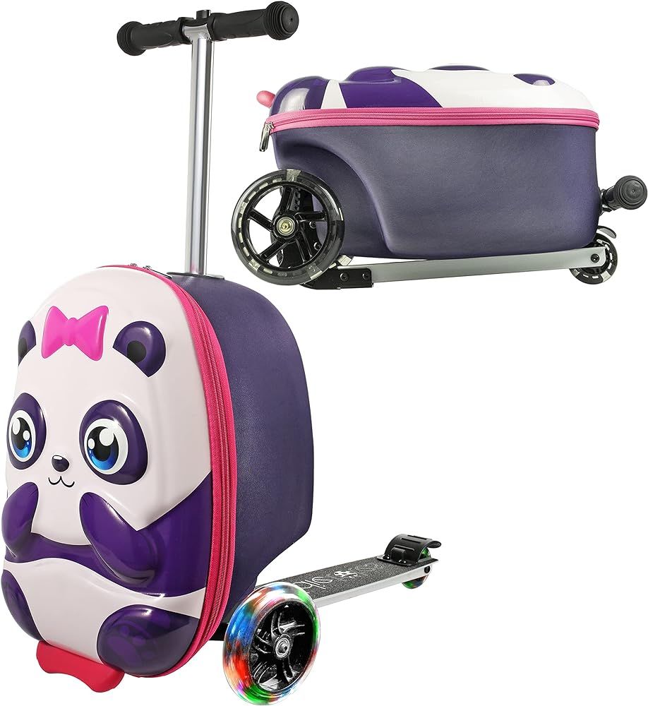 KIDDIETOTES 3-D Hardshell Ride On Suitcase Scooter for Kids - Cute Lightweight Kids Luggage with ... | Amazon (US)
