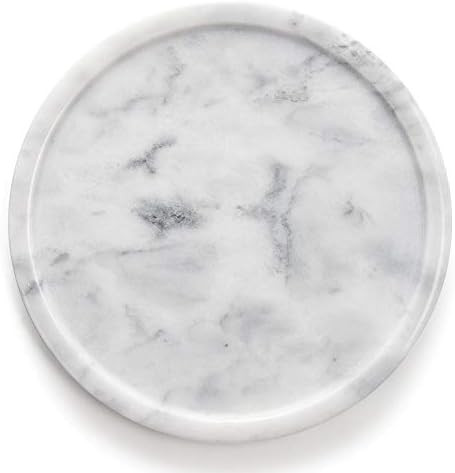 8 Inch Natural Marble Stone Decorative Tray Round Plates Jewelry Ring Bracelets Dish Holder for C... | Amazon (US)