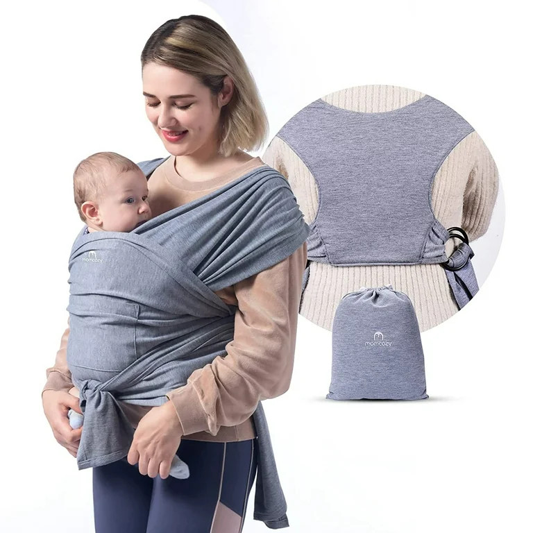 Momcozy Baby Wrap Carrier Slings, Infant Carrier Slings for Babies Girl and Boy, up 50 lbs, Grey | Walmart (US)