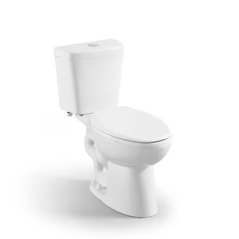 Project Source Pro-Flush White Dual Flush Elongated Chair height 2-piece Toilet 12-in Rough-In Wa... | Lowe's