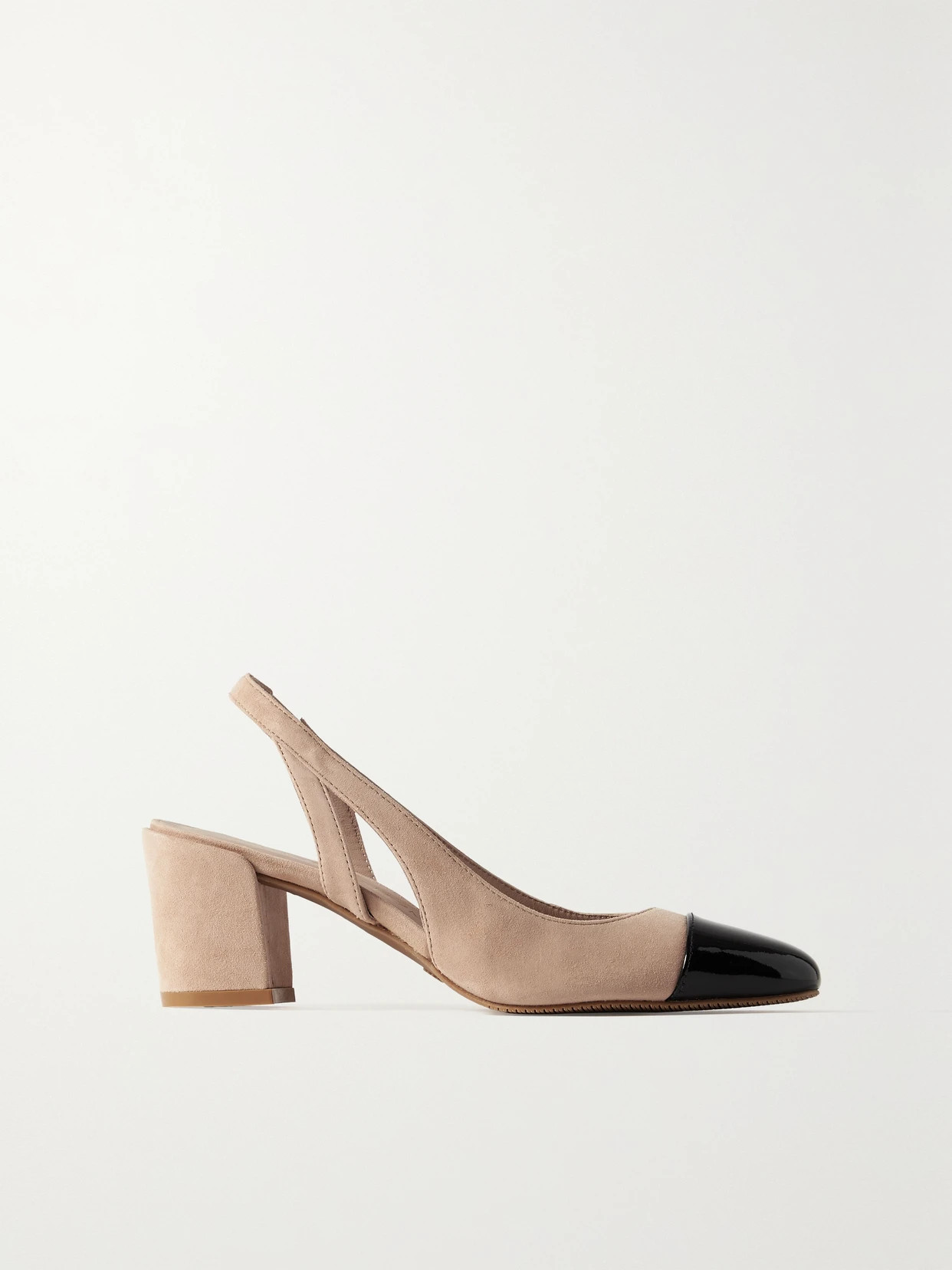 Stuart Weitzman - Suede And Patent-leather Slingback Pumps - Neutrals | NET-A-PORTER (US)