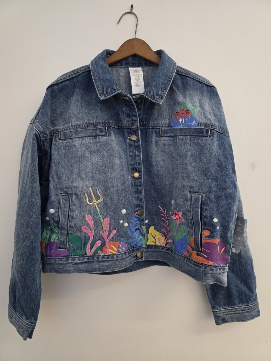 Disney Exclusive The Little Mermaid Denim Jacket Women Live Action Sz LARGE /NWT | eBay | eBay US