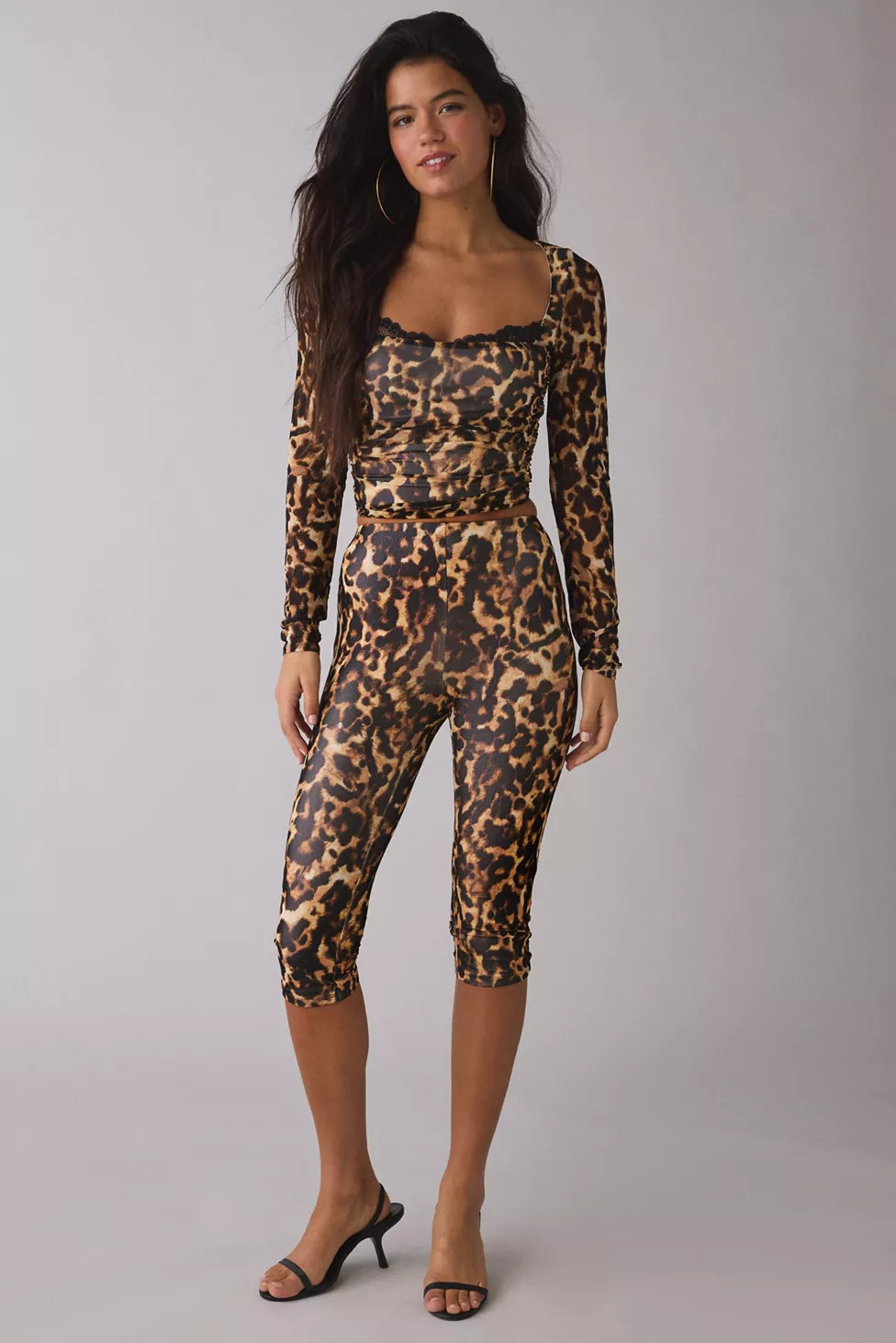 AFRM Marcello Animal Print Mesh Long Sleeve Top | Urban Outfitters (US and RoW)