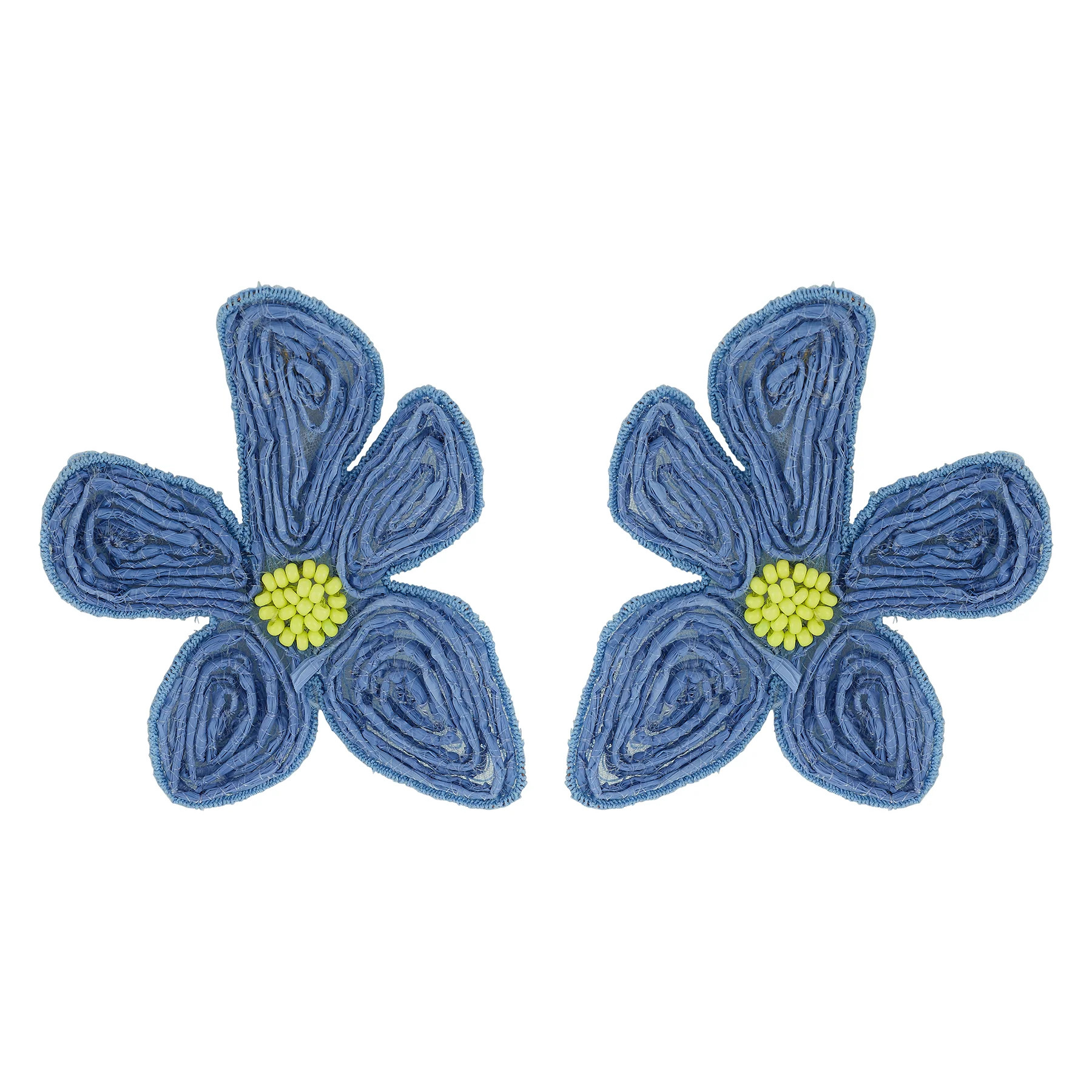 Azul Earrings | Blue Flower-Shaped Embroidered Earrings | Mignonne Gavigan
