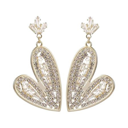 Stud Earrings Set Diamond Hollow Earrings Temperament Inlaid Rhinestone Peach Heart Drop Earrings | Walmart (US)