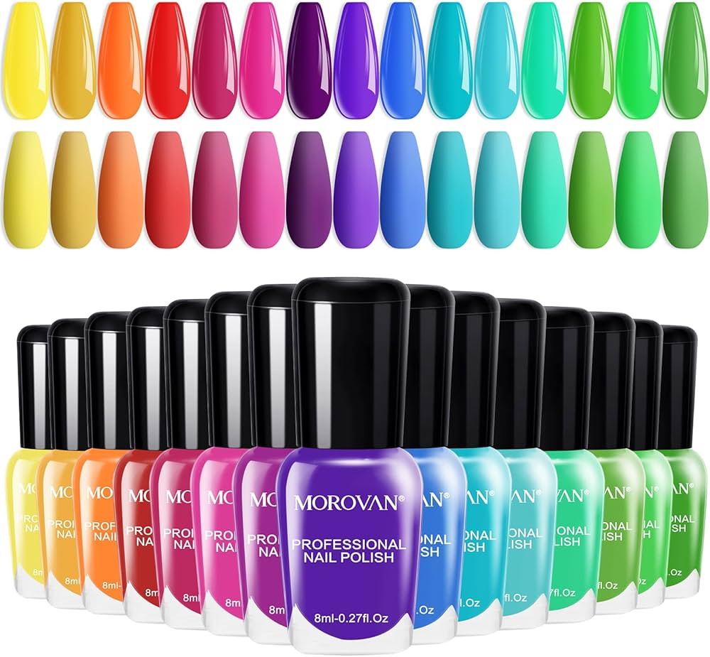 Morovan 15 Bright Color 0.27oz Air Quick Dry Nail Polish Gift Set for Women | Amazon (US)
