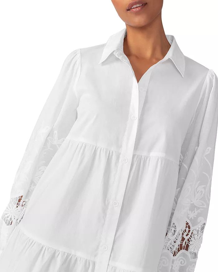 Eyelet Lace Sleeve Babydoll Shirt Dress | Bloomingdale's (US)