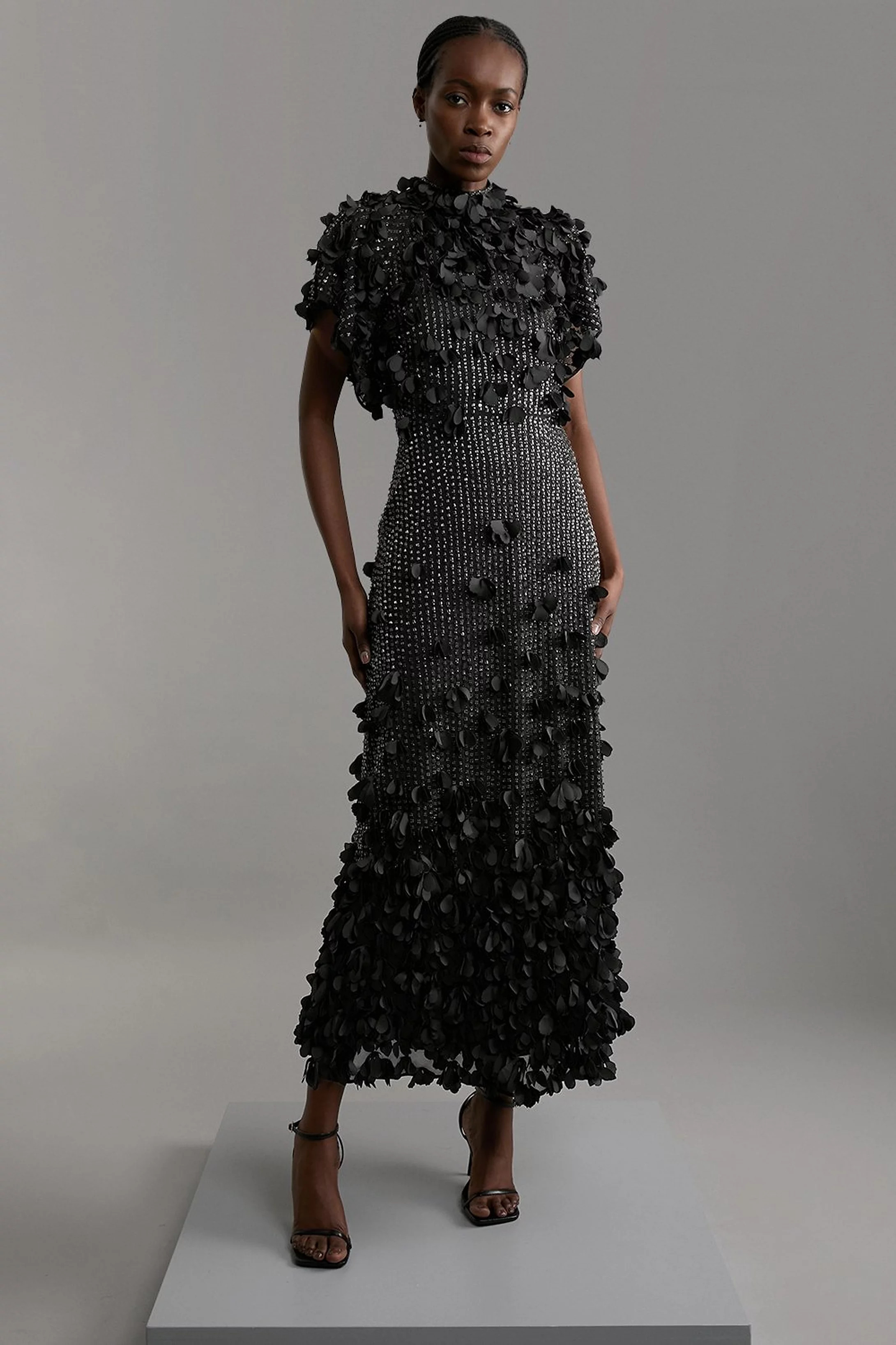 Crystal Applique Angel Sleeve Woven Maxi Dress | Karen Millen UK + IE + DE + NL