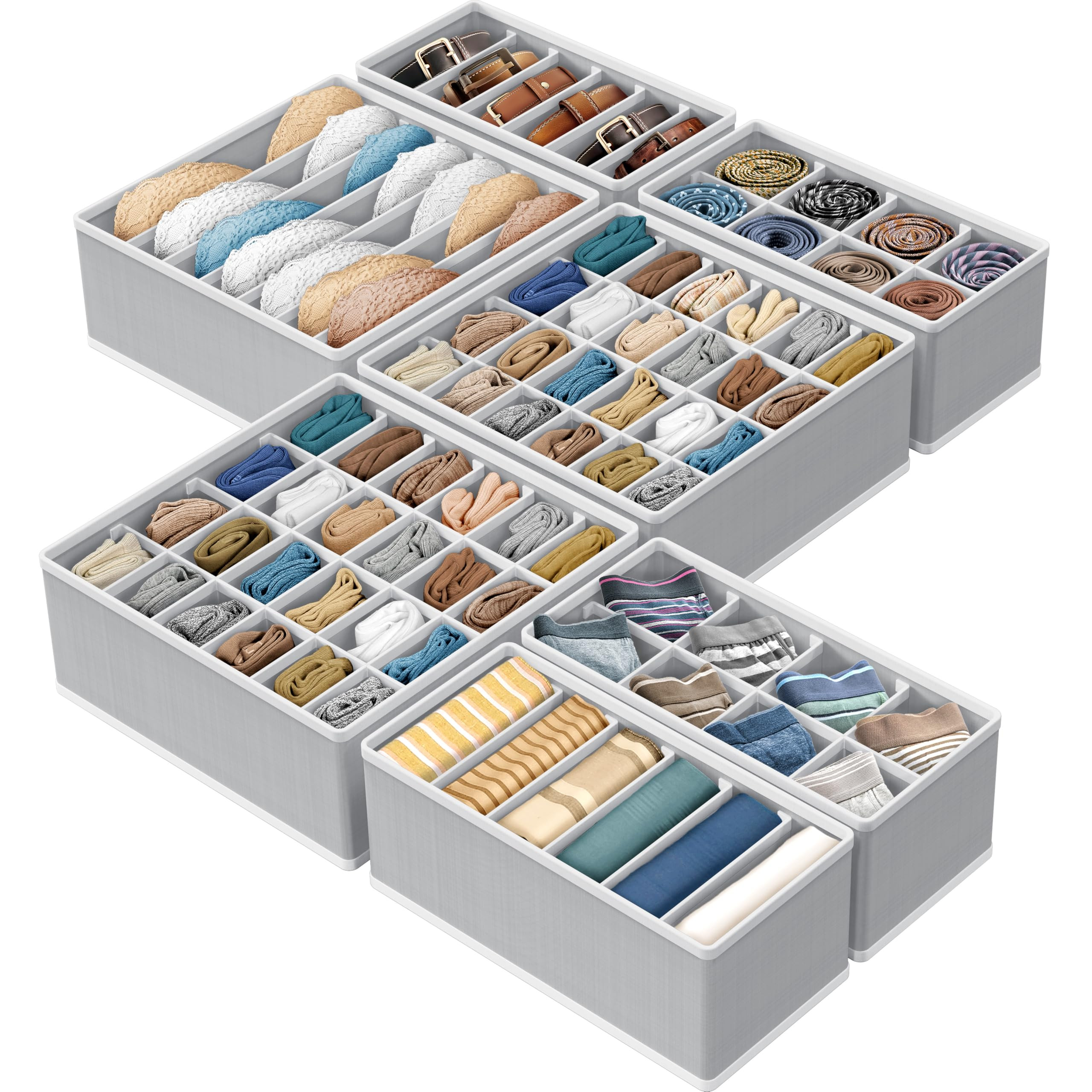 Simple Houseware Closet Underwear Organizer Drawer Divider Assorted 7 Pieces, Gray | Amazon (US)