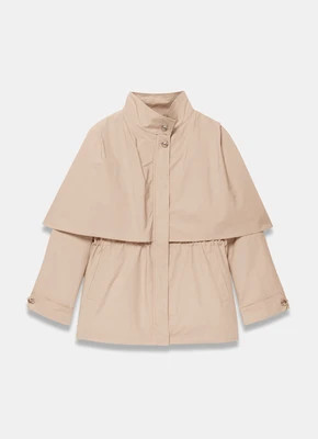 Neutral Cotton Cape Trench Jacket | Mint Velvet