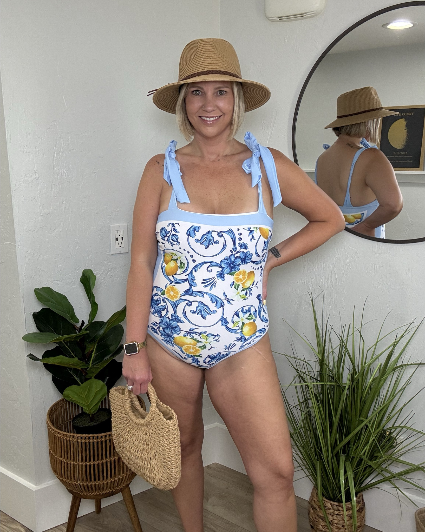 "Luxury look, budget-friendly label."
This suit has structure, style, and that just-stepped-off-the-resort feel — for a price that won't make you sweat.

Swimsuit fits tts I’m wearing a large. 

Hat and Bag are from Amazon. 
Sandals from Target fit tts

#LTKSummerEdit #LTKFindsUnder100 #LTKSwim