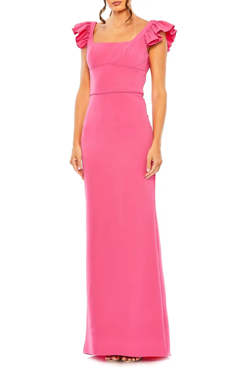 Mac Duggal Open Back Ruffle Cap Sleeve Gown | Nordstrom | Nordstrom
