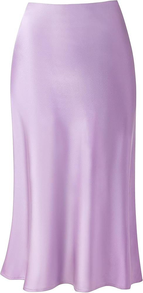 Keasmto Leopard Skirt for Women Midi Length High Waist Silk Satin Elasticized Cheetah Casual Ladi... | Amazon (US)