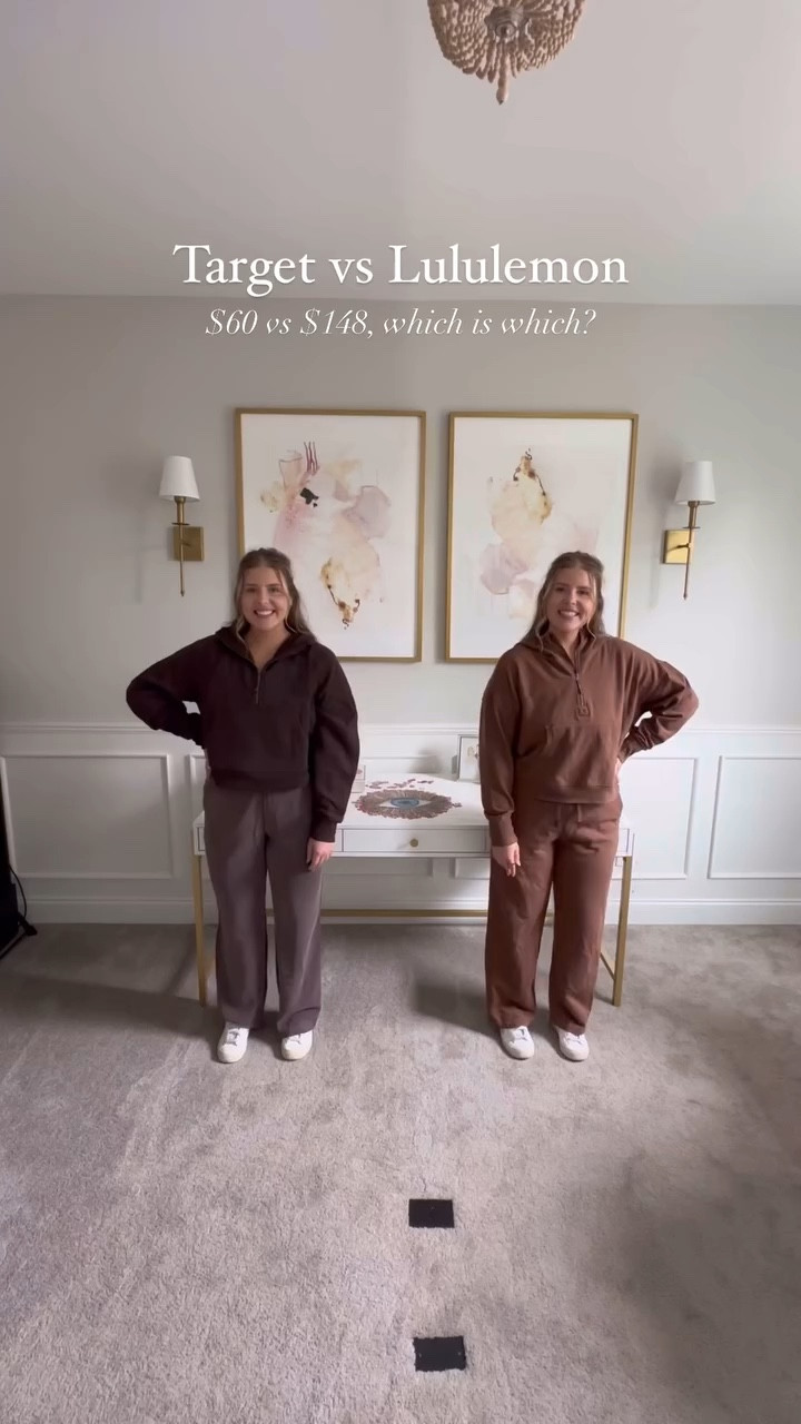 Which side is target? Love both of these sweatsuits but honestly the @target version is more comfy to me! 

Comment LINK and I’ll dm you the exact items for each outfit!

#matchingset #lululemon #targetfashion #targetfind #sweatset #athleisurestyle #ltkactive