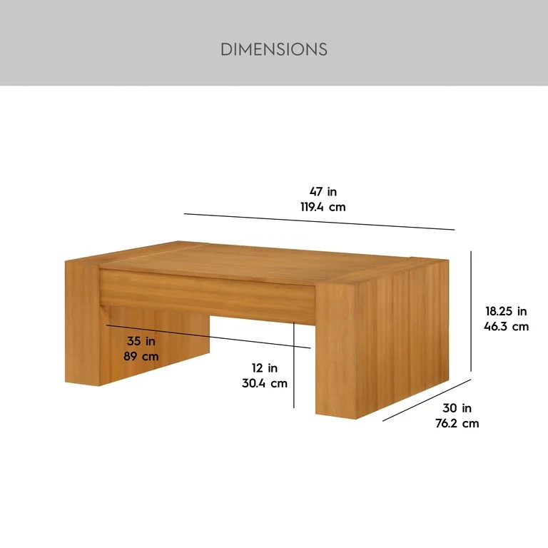 Better Homes & Gardens Ezra Oversized Coffee Table, Living Room, Light Honey | Walmart (US)