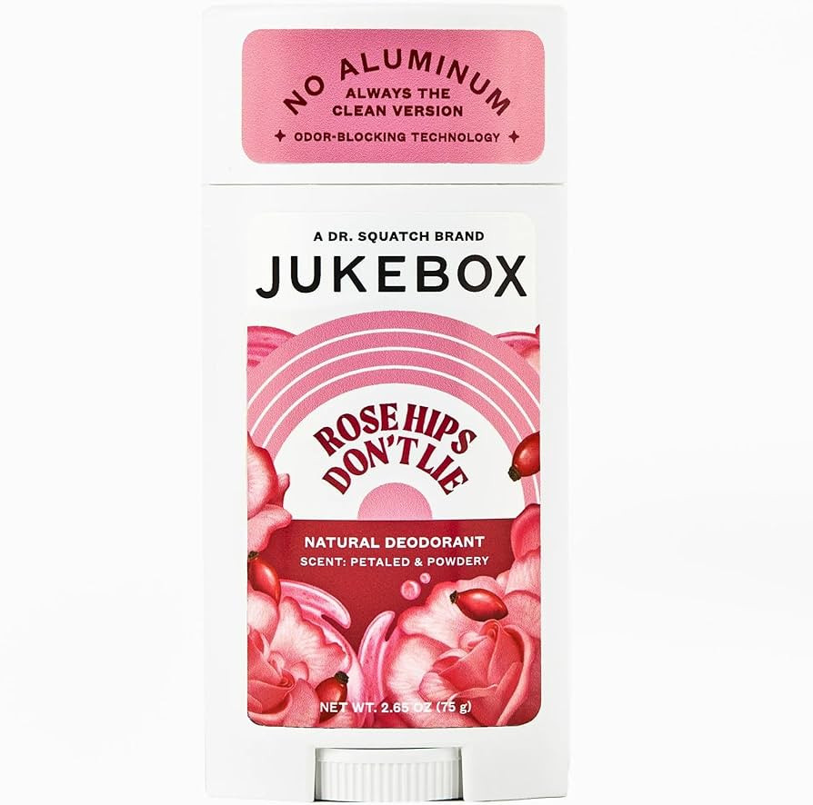 JUKEBOX Natural Deodorant for Women–Rose Hips Don't Lie Scent-Aluminum-Free, No Baking Soda, No Harsh Chemicals, Odor Blocking Technology, Rose, Praline, Lemon Zest-a Dr. Squatch Brand-2.65oz | Amazon (US)