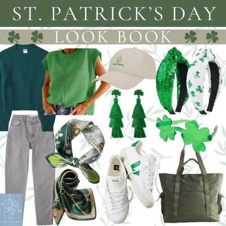 #stpatricksday #green #greenoutfit #amazon #abercrombie #greentop #greenshirt #jeans #tote #scarf #cap #earrings #headband #topknotheadband #lucky #shamrock #spring #march

#LTKSeasonal #LTKparties #LTKGiftGuide