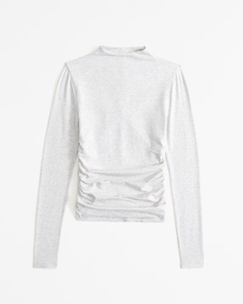Women's Long-Sleeve Cotton Seamless Fabric Mockneck Top | Women's Tops | Abercrombie.com | Abercrombie & Fitch (US)