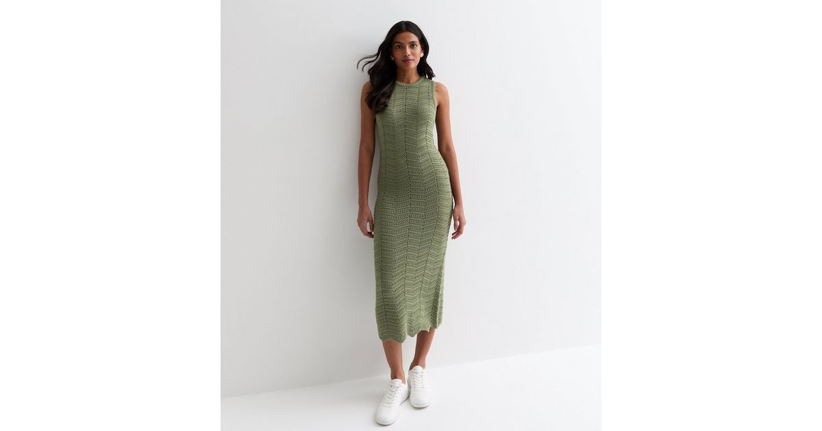 Olive Zig Zag Stitch Maxi Dress | New Look | New Look (UK)