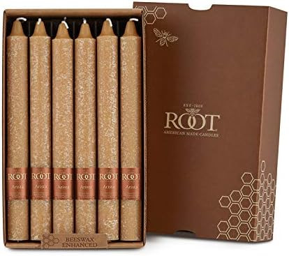 Root Candles Unscented Arista Timberline 9-Inch Dinner Candles, 12-Count, Beeswax | Amazon (US)