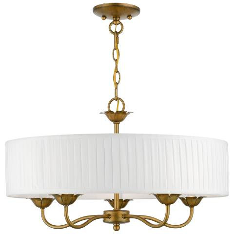 5 Light Antique Gold Leaf Pendant - #698J2 | Lamps Plus | Lamps Plus