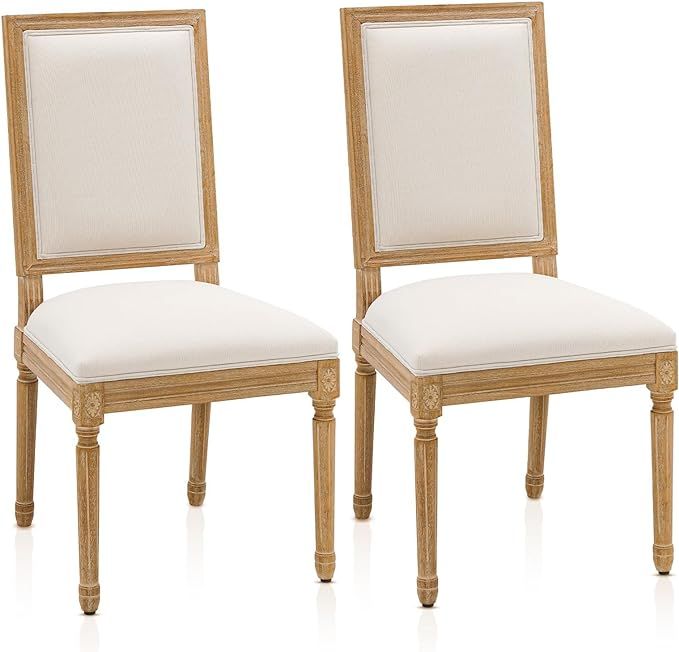 Furniliving French Country Dining Chairs Set of 2, Upholstered Dining Room Chairs with Back Farmh... | Amazon (US)