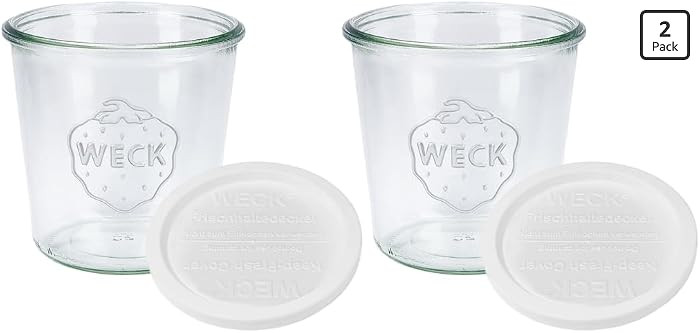 WECK Canning Jars 742 Mold Jars made of Transparent Glass - Eco-Friendly Canning Jar - Storage for Food, Yogurt with Keep Fresh Lids - 1/2 Liter Tall Jar Set - (2 Jars, Keep Fresh Lids) | Amazon (US)