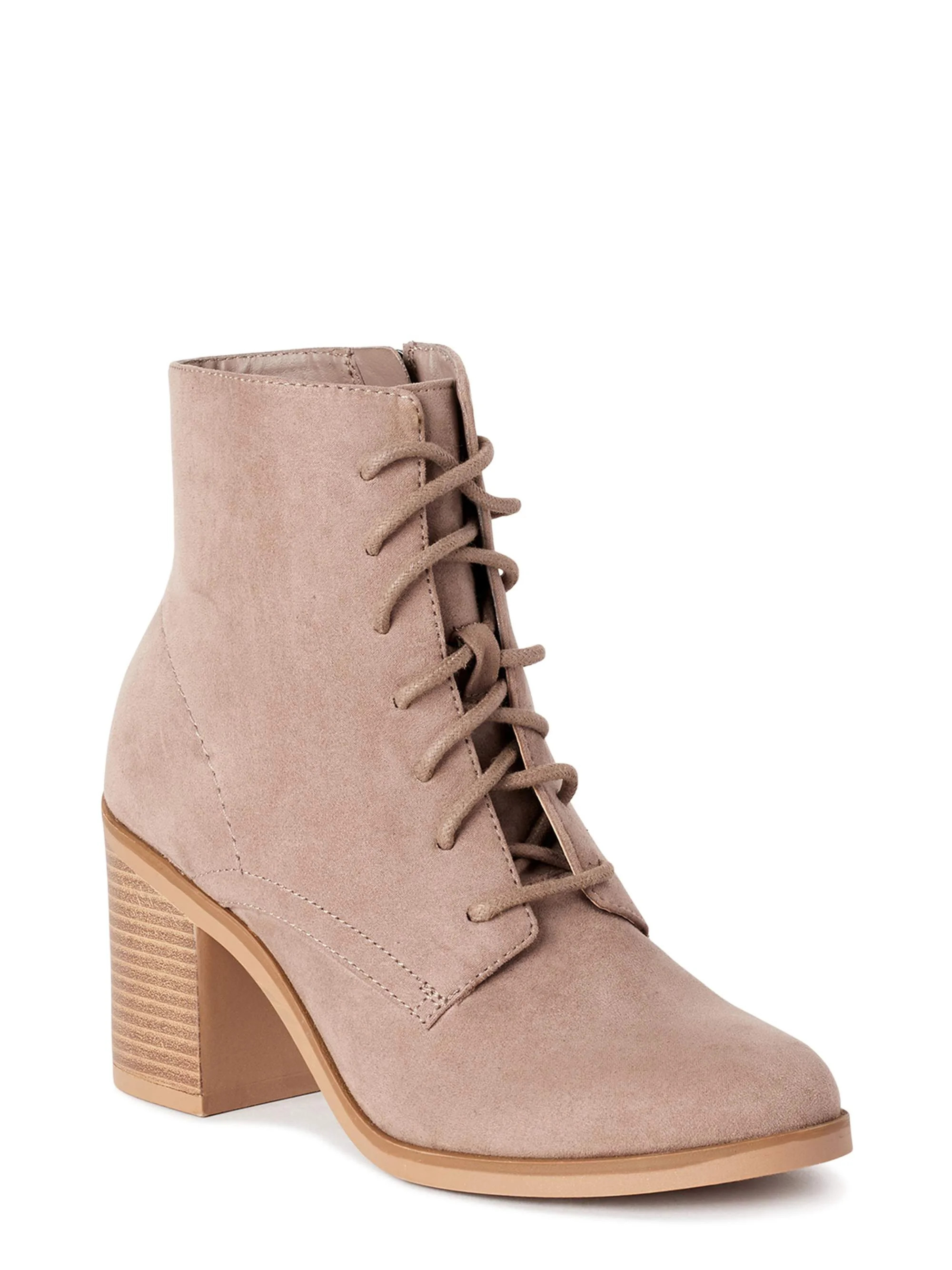 Time and Tru Lace Up Heel Bootie (Women's) | Walmart (US)