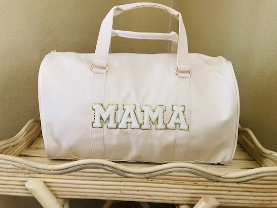 MAMA DUFFEL BAG Chenille Patch Hospital Bag Travel New Mom - Etsy | Etsy (US)