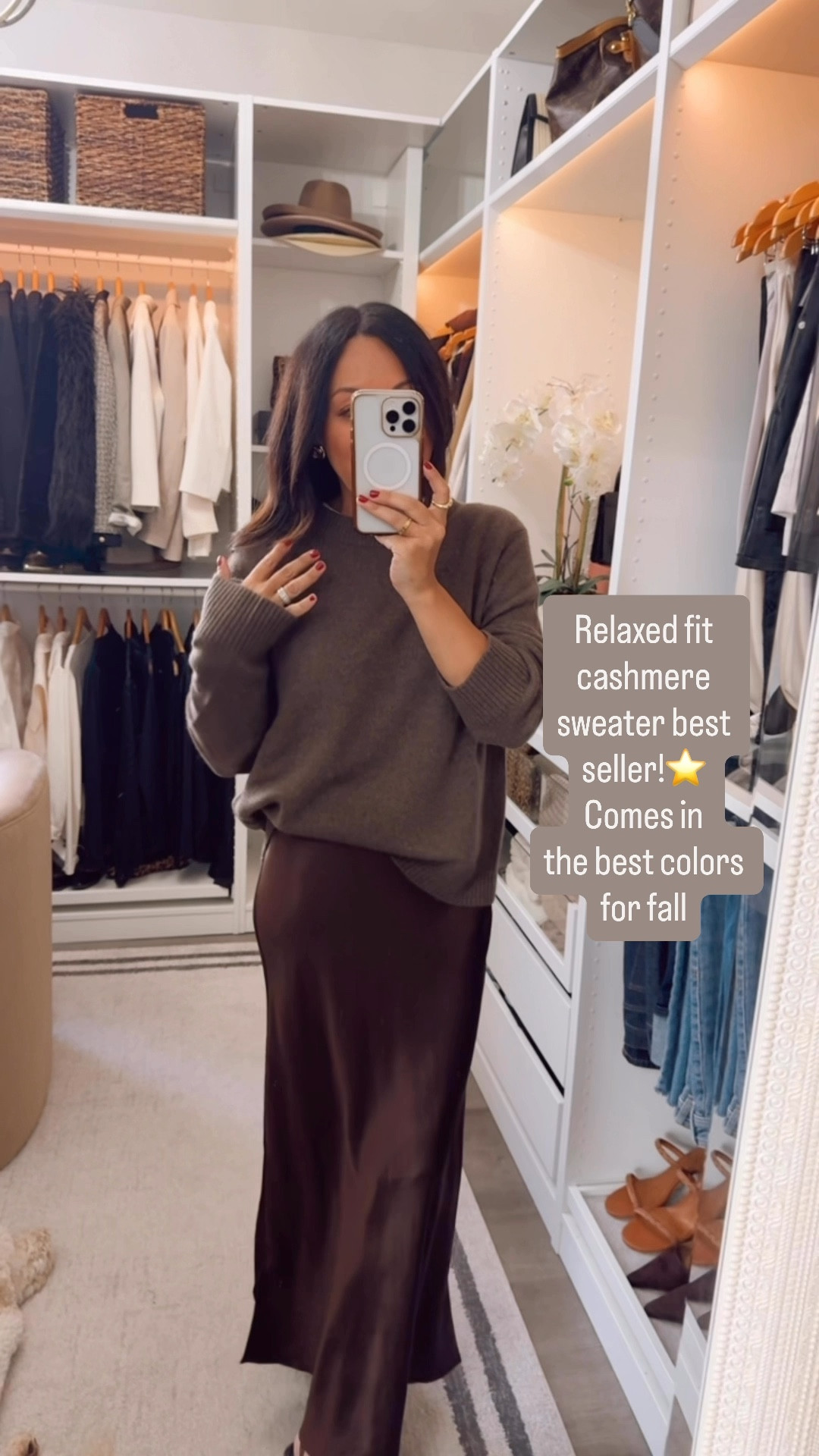 Relaxed cashmere sweater best seller! I’m wearing a small in sweater and skirt 