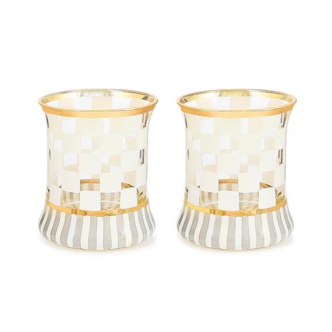 Carnival White Tumbler Glass, Set of 2 | MacKenzie-Childs