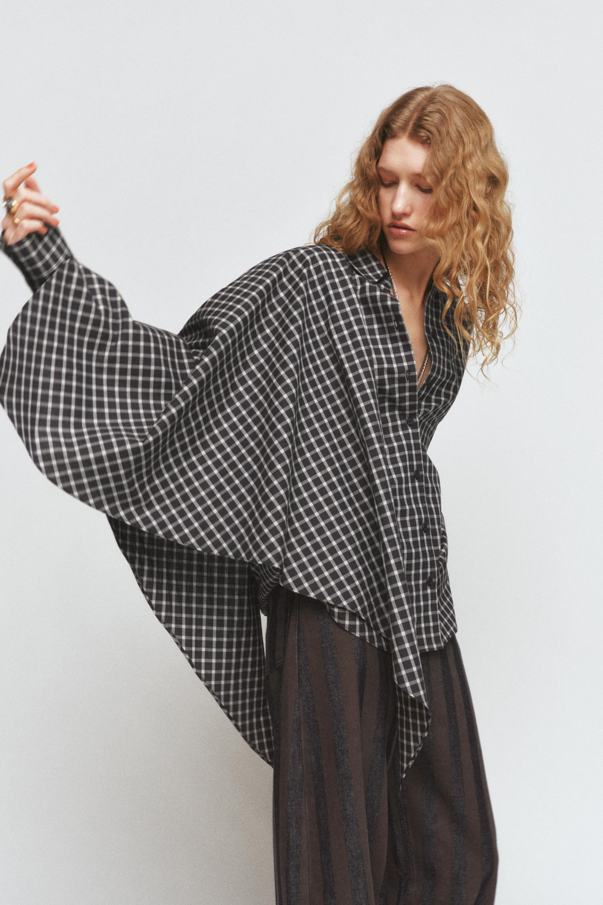 ZW COLLECTION CHECK SHIRT WITH SCARF | Zara UK