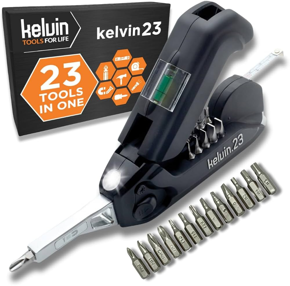 Kelvin Tools Kelvin 23 Urban Multi Tool Screwdriver Set All in One with 16 Bit Set, Tape Measure,... | Amazon (US)