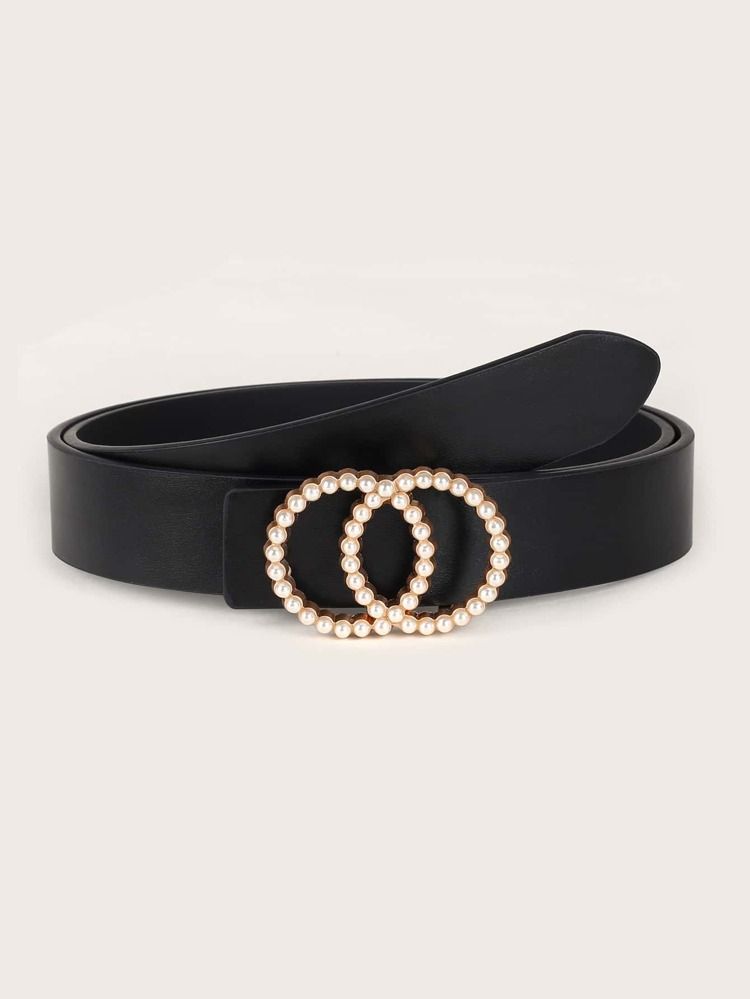 Faux Pearl Beaded Double O-ring Belt | SHEIN