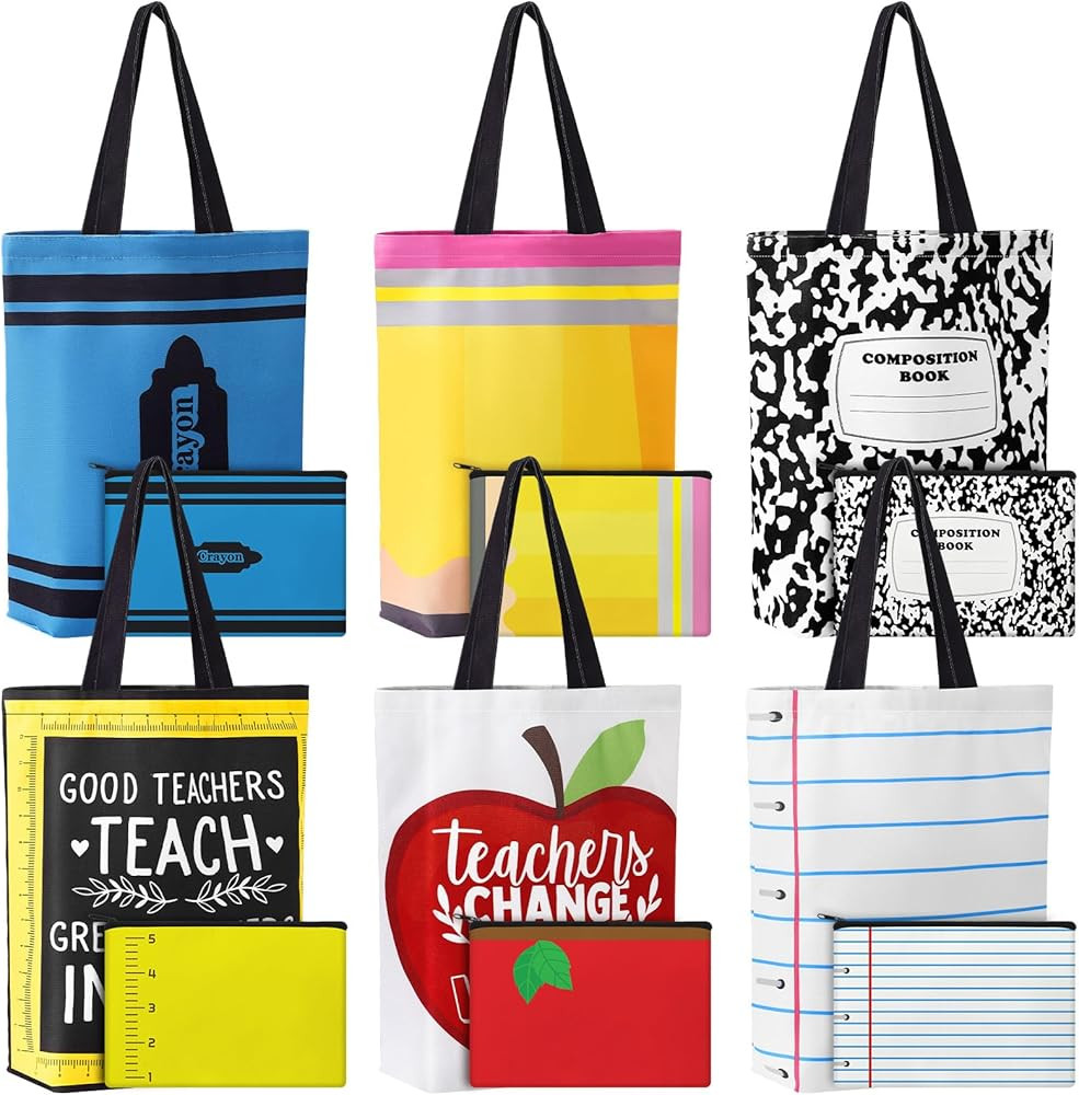 Paterr Teacher Appreciation Gift Bulk Canvas Tote Bag Pencil Pouch Makeup Bags Thank You Teacher ... | Amazon (US)