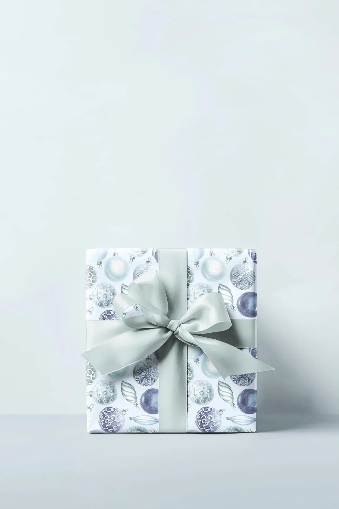 Vintage Watercolor Ornament Holiday Blue & Seaglass Green Wrapping Paper Roll, Festive Gift Wrap,... | Etsy (US)