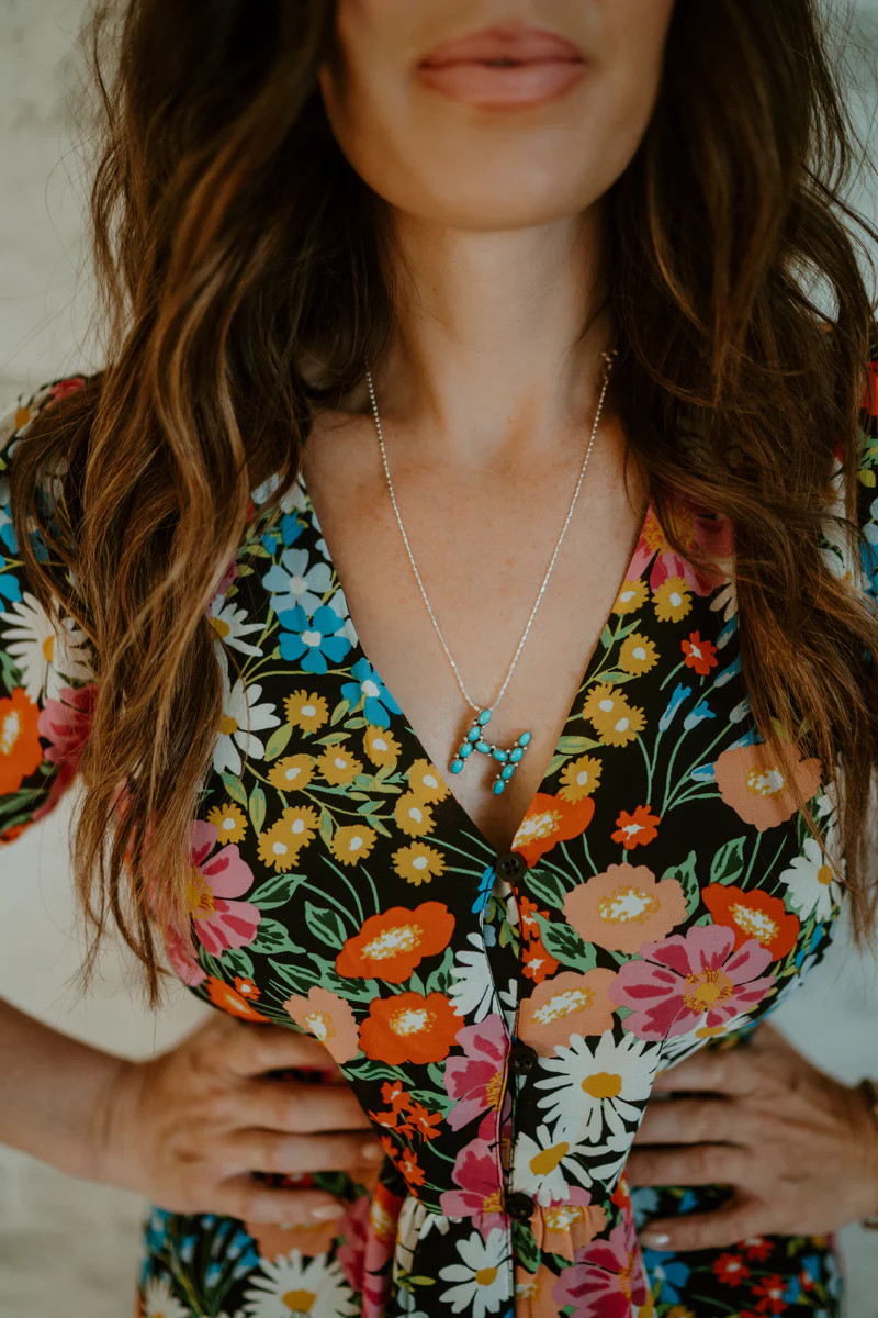 Turquoise Initial Necklace | Goldie Lew Jewelry