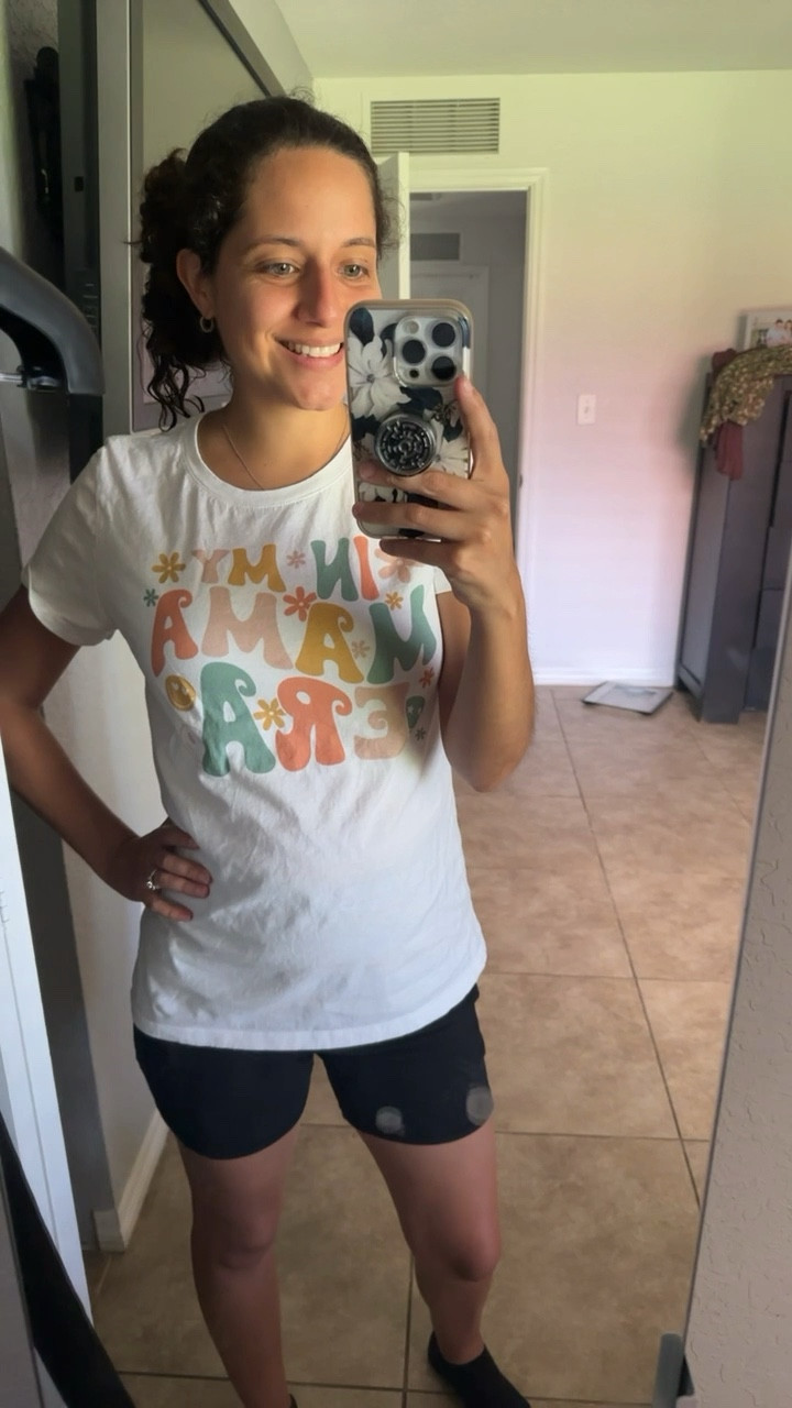 In My Mama Era for sure!Love this shirt. I would size up one.