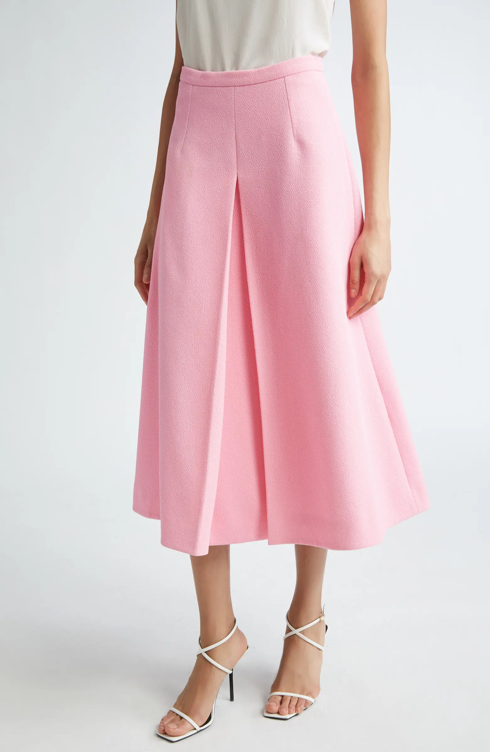 Sato Front Pleat Crepe Midi Skirt | Nordstrom