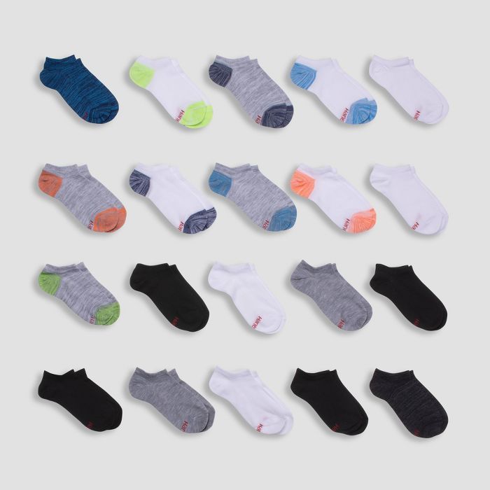 Hanes Boys' 20pk Super No Show Socks - Colors May Vary | Target