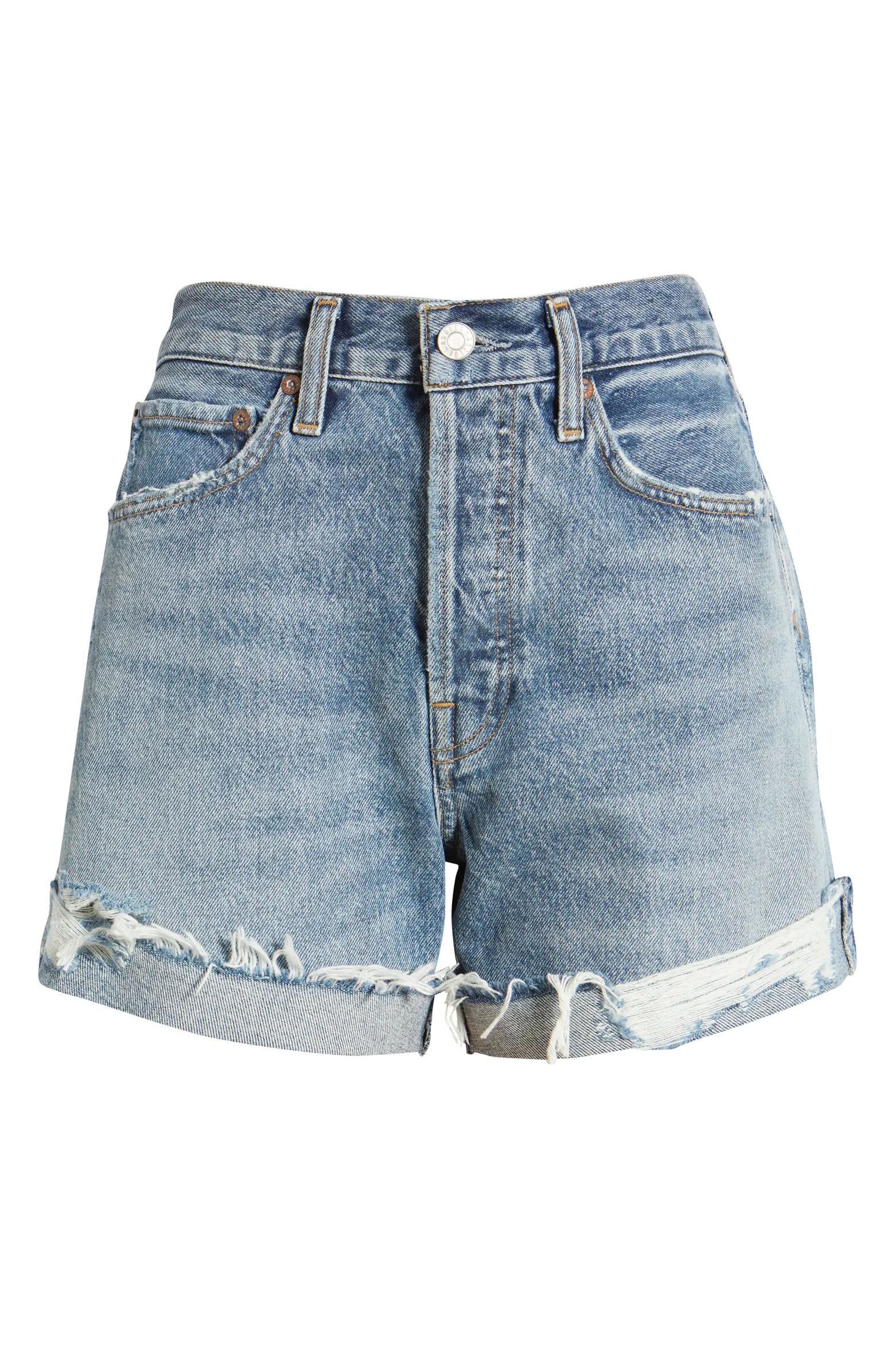 Parker High Waist Long Cutoff Organic Cotton Denim Shorts | Nordstrom