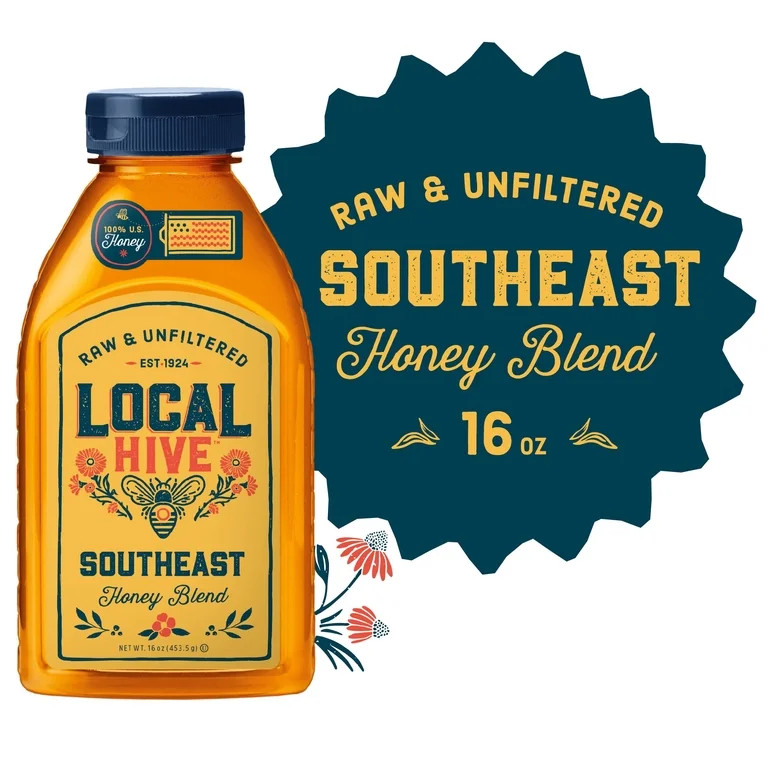 Local Hive, Raw & Unfiltered, 100% U.S. Southeast Honey Blend, 16 oz Bottle | Walmart (US)