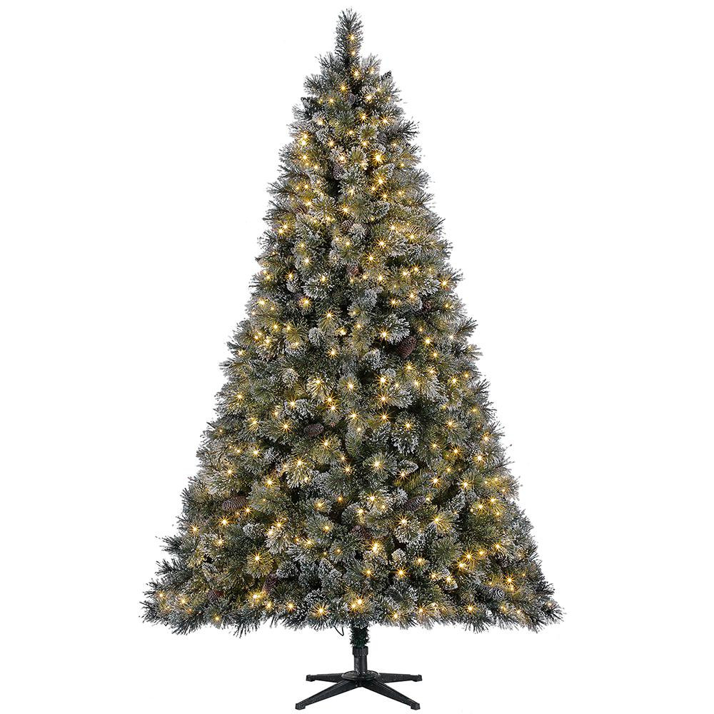 7.5 ft. Pre-Lit LED Sparkling Pine Artificial Christmas Tree with 600 Warm White Micro-Dot Lights | The Home Depot