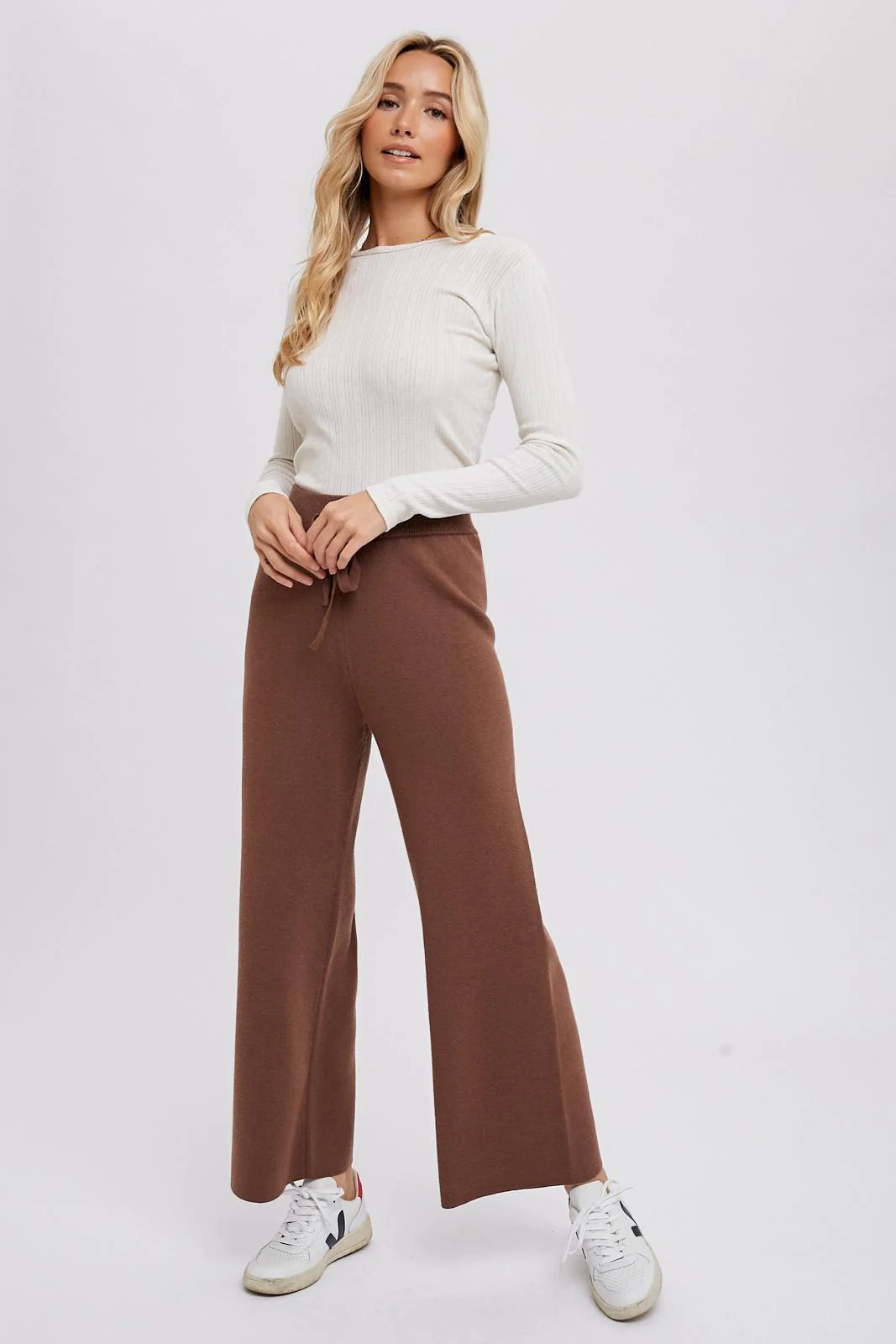 Brown Sweater Knit Drawstring Pants | PinkBlush Maternity