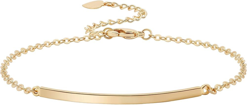 Dainty Gold Bar Bracelet for Women Simple Delicate Thin Cuff Bangle Hook Bracelet 18K Gold Plated... | Amazon (US)