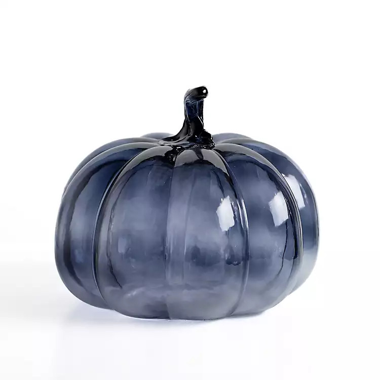 Navy Blue Glass Squat Pumpkin Statue, 6 in. | Kirkland's Home